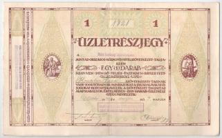 Makó 1941. "Makói Gazdasági Hitelszövetkezet" részvénye 40P-ről szelvényekkel T:F