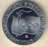 Spanyolország 1991. 2000P Ag "Olimpia-zászló, láng, ötkarika" T:PP