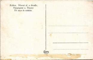 Kassa, Kosice; Fő utca és színház / main street, theatre (ragasztónyom / gluemark)