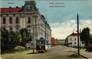 1916 Sopron, Vilmos Császár utca, villamos (Rb)