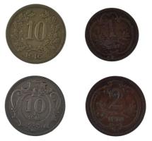 Ausztria 1897. 1h + 1908. 10h + 1910. 2h + 1916. 10h T:AU-VF patina
Austria 1897. 1 Heller + 1908. ...