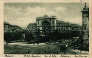 Budapest VII. Keleti pályaudvar, villamos, Baross szobor, Takács üzlete