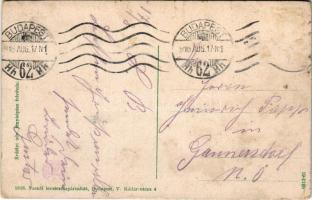 1916 Budapest VIII. Rákóczi út, Luther udvar, villamosok, Keleti pályaudvar a háttérben, Dr. Füredi ...