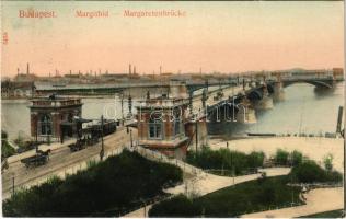 1906 Budapest, Margit híd, villamos . Taussig A. 5458.