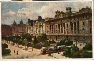 1918 Budapest V. Szabadság tér és Osztrák-magyar bank, villamos. Hausner H. 7014/22.