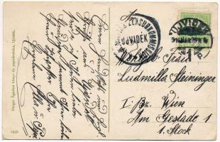 1916 Újvidék, Novi Sad; II. Rákóczi Ferenc út, villamos, Lenkey Imre asztalos üzlete. Herger Ágoston...