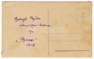 1918 Brassó, Kronstadt, Brasov; Balogh Gyula élelmiszer katona és társai teherautó előtt / WWI K.u.k...