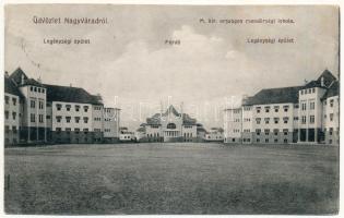 1915 Nagyvárad, Oradea; M. kir. országos csendőrségi iskola legénységi épületei és fürdője. Boros m. kir. csendőrségi nyomtatvány és felszerelési cikkek szállítója / staff buildings and spa of the gendarme school