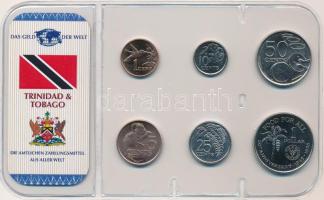 Trinidad és Tobago 1973-2003. 1c-1$ (6xklf) "A világ pénzei" forgalmi összeállítás fóliatokban, német nyelvű tanúsítvánnyal T:UNC,AU Trinidad and Tobago 1973-2003. 1 Cent - 1 Dollar (6xdiff) "The money of the world" coin set in foil packing, with certificate in German language C:UNC,AU