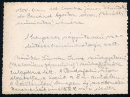 cca 1930-1940 id. Csonka János által Benárd Ágoston részére készített 1 hengeres, négyütemű vízhűtés...