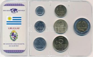 Uruguay 1994-2008. 10c-10P (7xklf) "A világ pénzei" forgalmi összeállítás fóliatokban, német nyelvű tanúsítvánnyal T:UNC,AU Uruguay 1994-2008. 10 Centesimos - 10 Pesos (7xdiff) "The money of the world" coin set in foil packing, with certificate in German language C:UNC,AU