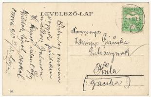 1913 Orsova, Kikötő a Dunán, kis gőzös a Keresztnél / Donau Quai / Danube port, steamship, Cross (EK...