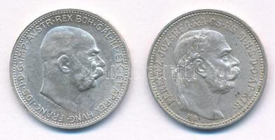 1912KB 1K Ag "Ferenc József" + Ausztria 1915. 1K Ag "Ferenc József" T:AU,XF patina