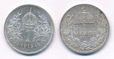 1912KB 1K Ag "Ferenc József" + Ausztria 1915. 1K Ag "Ferenc József" T:AU,XF pati...