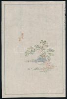 3 db kínai fametszet, rizspapír, XX. sz. első fele, lapméret: 22,5x15 cm