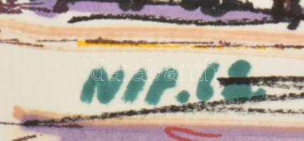 Nolipa István Pál (1907-1986): Nagyvárosi élet, 1968. Színes tus, papír. Jelezve balra lent. Hátolda...