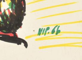 Nolipa István Pál (1907-1986): Hullámvasút (Vidámpark), 1966. Színes tus, papír. Jelezve jobbra lent...