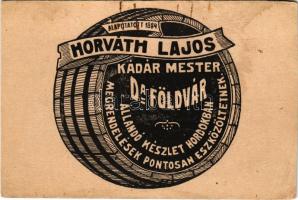 Dunaföldvár, Horváth Lajos kádár mester reklámja. Alapította 1884. / Hungarian cooper master&#039;s advertisement (vágott / cut)