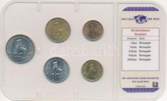 Mianmar ~1990. 1K-100K (5xklf) "A világ pénzei" forgalmi összeállítás fóliatokban, német n...