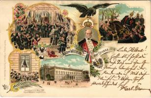 1797-1897 Kaiser Wilhelm der Grosse / 100th birthy anniversary of William I, German Emperor. Kunstverlag von A. Dettmar Art Nouveau, floral, litho (tear)