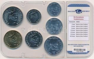 Új-Kaledónia 2008-2012. 10Fr - 100Fr (7xklf) "A világ pénzei" forgalmi összeállítás fóliat...