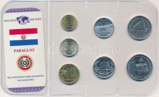 Paraguay 1992-2008. 1G-1000G (7xklf) "A világ pénzei" forgalmi összeállítás fóliatokban, német nyelvű tanúsítvánnyal T:UNC,AU Paraguay 1992-2008. 1 Guarani - 1000 Guaranies (7xdiff) "The money of the world" coin set in foil packing, with certificate in German language C:UNC,AU