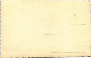 Hölgy autó mellett / Vintage automobile. photo