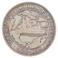 NSZK 1975. "Hapag - Nyugat-Indiai Posta 100. évfordulója" jelzetlen Ag emlékérem eredeti d...