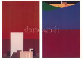 14 db modern művészeti képeslap felvágatlan párokban a Mozgó Világ kiadásában