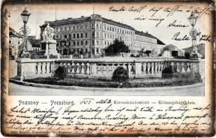 1902 Pozsony, Pressburg, Bratislava; Krönungshügelplatz / Koronázási dombtér, emlékmű, Duschinsky G. kiadása / Coronation square, monument (EB)