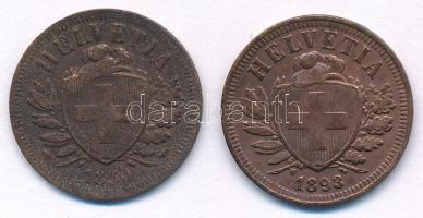 Svájc 1850-1893. 2r bronz (2xklf) T:F,XF
Switzerland 1850-1893. 2 Rappen bronze (2xdiff) C:F,XF
Kr...