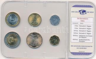 Chile 2001-2006. 1P-500P (6xklf) "A világ pénzei" forgalmi összeállítás fóliatokban, német...