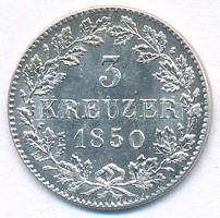 Német Birodalom / Württemberg 1850. 3kr Ag "I. Vilmos" T:UNC,AU German Empire / Württemberg 1850. 3 Kreuzer Ag "Wilhelm I" C:UNC,AU Krause KM#591