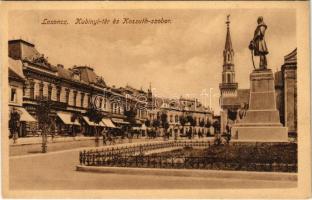 Losonc, Lucenec; Kubinyi tér, Kossuth szobor. Greiner Simon kiadása / square, monument