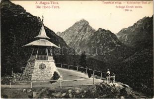 Tátra, Magas-Tátra, Vysoké Tatry; Tarpatak-völgy, Szilágyi Dezső emléktorony, kilátó. Divald Károly 1469-1997. / Kohlbacher Tal, Szilágyi-Denkmal / Studená dolina / memorial lookout tower, monument