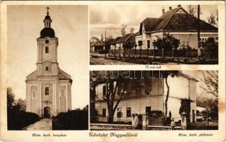 1940 Nagysalló, Tekovské Luzany, Tekovské Sarluhy; Római katolikus templom és plébánia, Orvos lak / church and parish, doctor's house (fl)