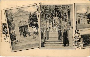 ~1900 Máriaradna, Mária-Radna, Radna (Lippa, Lipova); Kálvária, kápolna, Mária Lourdes. Csauscher és Jesztl kiadása - panorámalap egyik fele / calvary, chapel - one half of a panoramacard