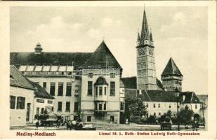 Medgyes, Mediasch, Medias; Liceul St. L. Roth - Stefan Ludwig Roth - Gymnasium / Stefan Ludwig gimnázium. Alfred Gutt üzlete. E. Fischer kiadása. Foto F. Theil / grammar school