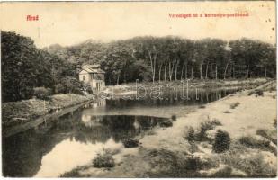 1908 Arad, Városligeti tó a korcsolyapavilonnal / lake, skate pavilion (fl)