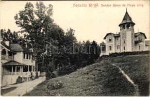 Szovátafürdő, Baile Sovata; Sándor János és Pleps villa. Dragomán S. J. kiadása / villas