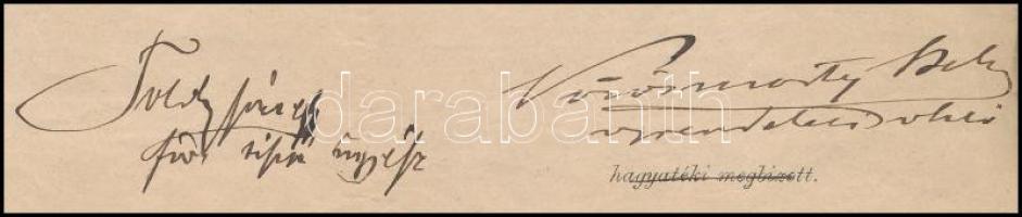 1878 "Igazolvány arról, hogy Pollatsek Sándor úr egy szűcs selyem kendőt néhai Deák Ferenc hagy...