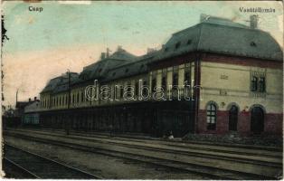 1914 Csap, Cop, Chop; vasútállomás. Vasúti levelezőlapárusítás 5865. / railway station (EK)