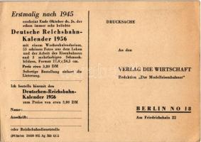 1956 Deutscher Reichsbahn-Kalender / Az 1956-os német állami vasutak naptárának reklám képeslapja / ...