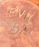 1952 Egri Vár Kerámia Műhely: Narancsmázas ibolyaváza. Kopással, m: 11 cm