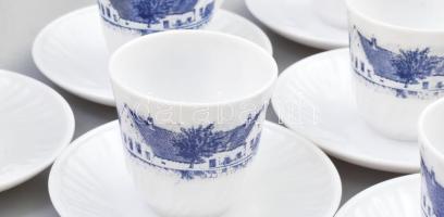 Arcopal francia tejüveg mokkás csésze aljjal szett, 6 db, minimális kopottsággal