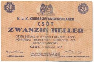 Csót / Hadifogolytábor 1916. augusztus 1. 20f sor-és sorozatszám nélkül T:F kis szakadás 
Hungary /...