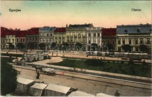 Eperjes, Presov; Fő utca, piac / main street, market