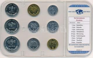 Horvátország 2001-2007. 1l-5K (9xklf) "A világ pénzei" forgalmi összeállítás fóliatokban, ...