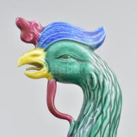 Antik kínai madár szobor, mázas porcelán, alján jelzéssel, hibátlan, m: 30 cm