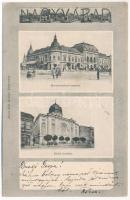 1906 Nagyvárad, Oradea; Kereskedelmi csarnok, Zsidó imaház, zsinagóga. Stern Béla kiadása / Trade hall, synagogue. Art Nouveau (fa)